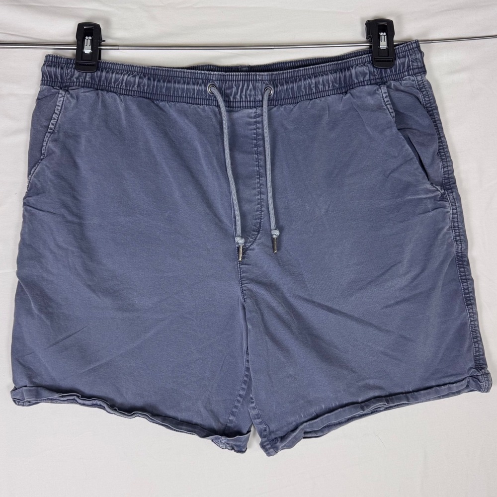 American Eagle Mens L Blue Elastic Waist Drawstring Chino Shorts Cotton Blend